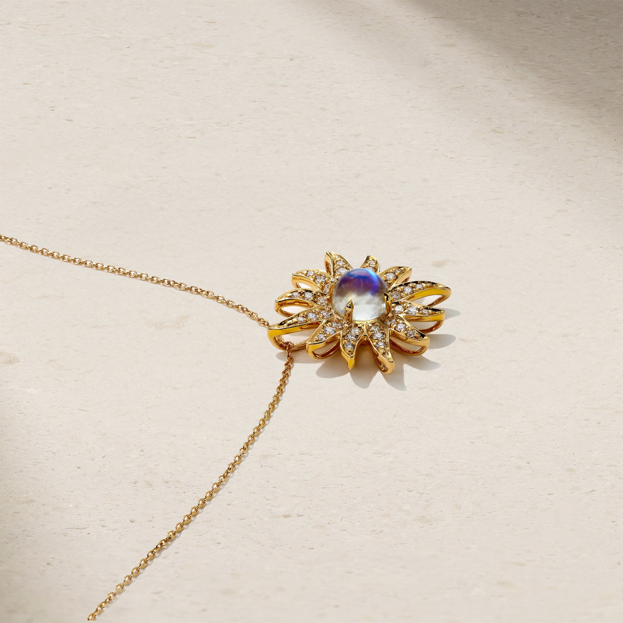 Mark Henry Solstice 18K Yellow Gold Moonstone and Diamond Pendant - view 2