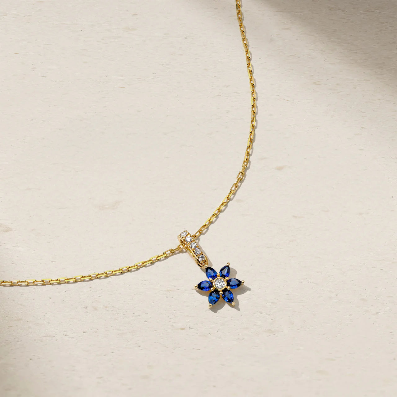 Mark Henry Necklaces and Pendants Mark Henry Trinity 18k Yellow Gold Daffodil Garden Sapphire and Diamond Pendant Necklace