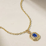 Mark Henry Necklaces and Pendants Mark Henry Trinity 18k Yellow Gold Heirloomed Octagonal Sapphire Pendant Necklace