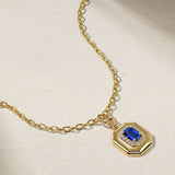 Mark Henry Necklaces and Pendants Mark Henry Trinity 18k Yellow Gold Heirloomed Octagonal Sapphire Pendant Necklace