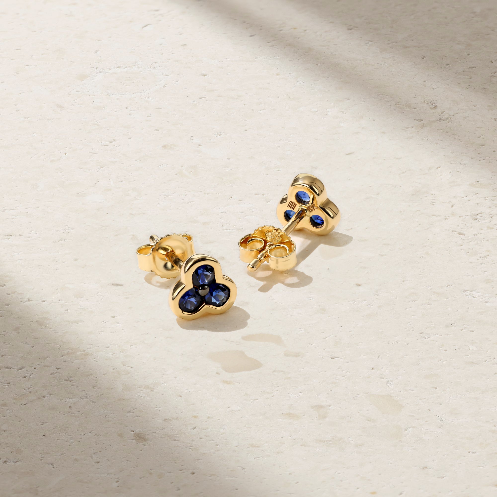 Mark Henry Trinity 18K Yellow Gold Sapphire Stud Earrings - view 2