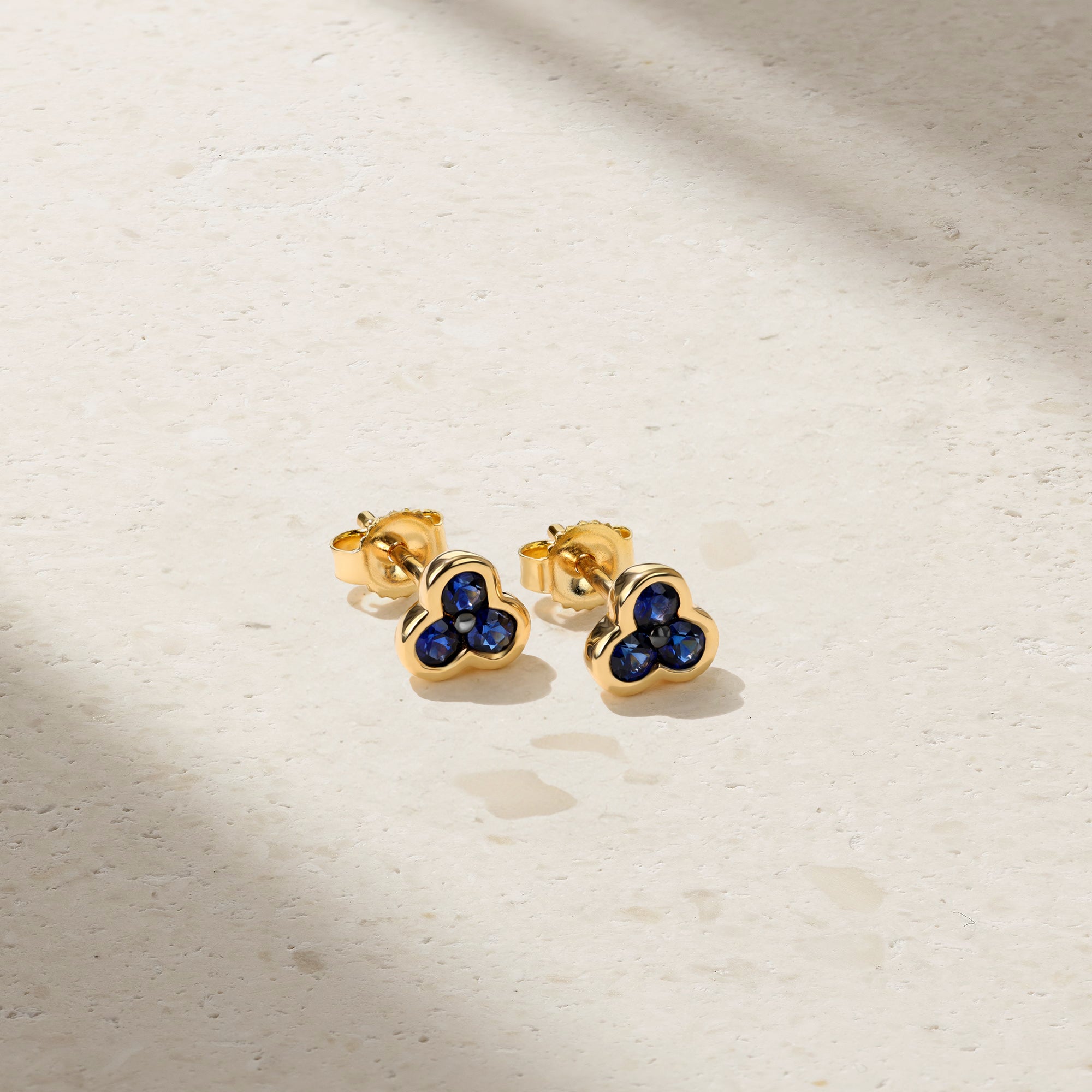 Mark Henry Trinity 18K Yellow Gold Sapphire Stud Earrings