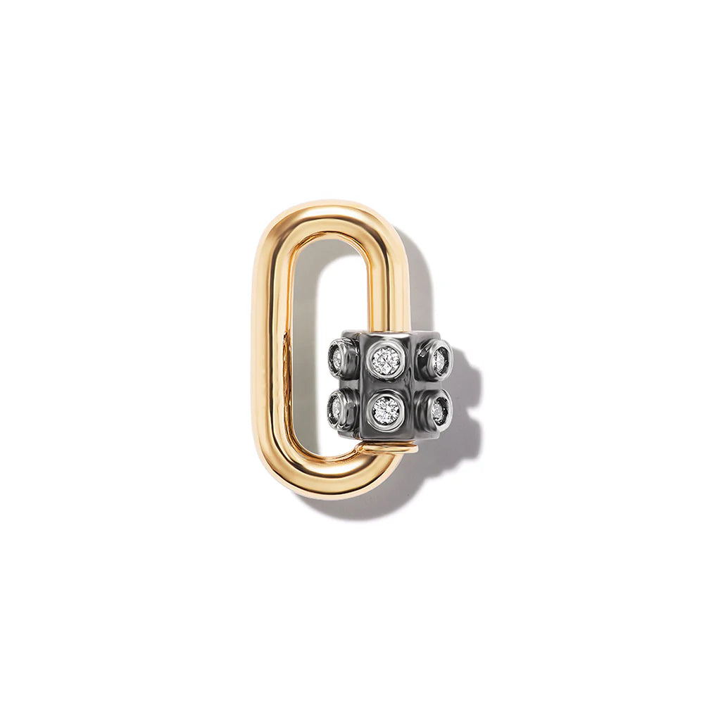 Marla Aaron Necklaces and Pendants Marla Aaron 14K Yellow & Blackened White Gold Chubby Baby Consuelo Lock with Diamonds
