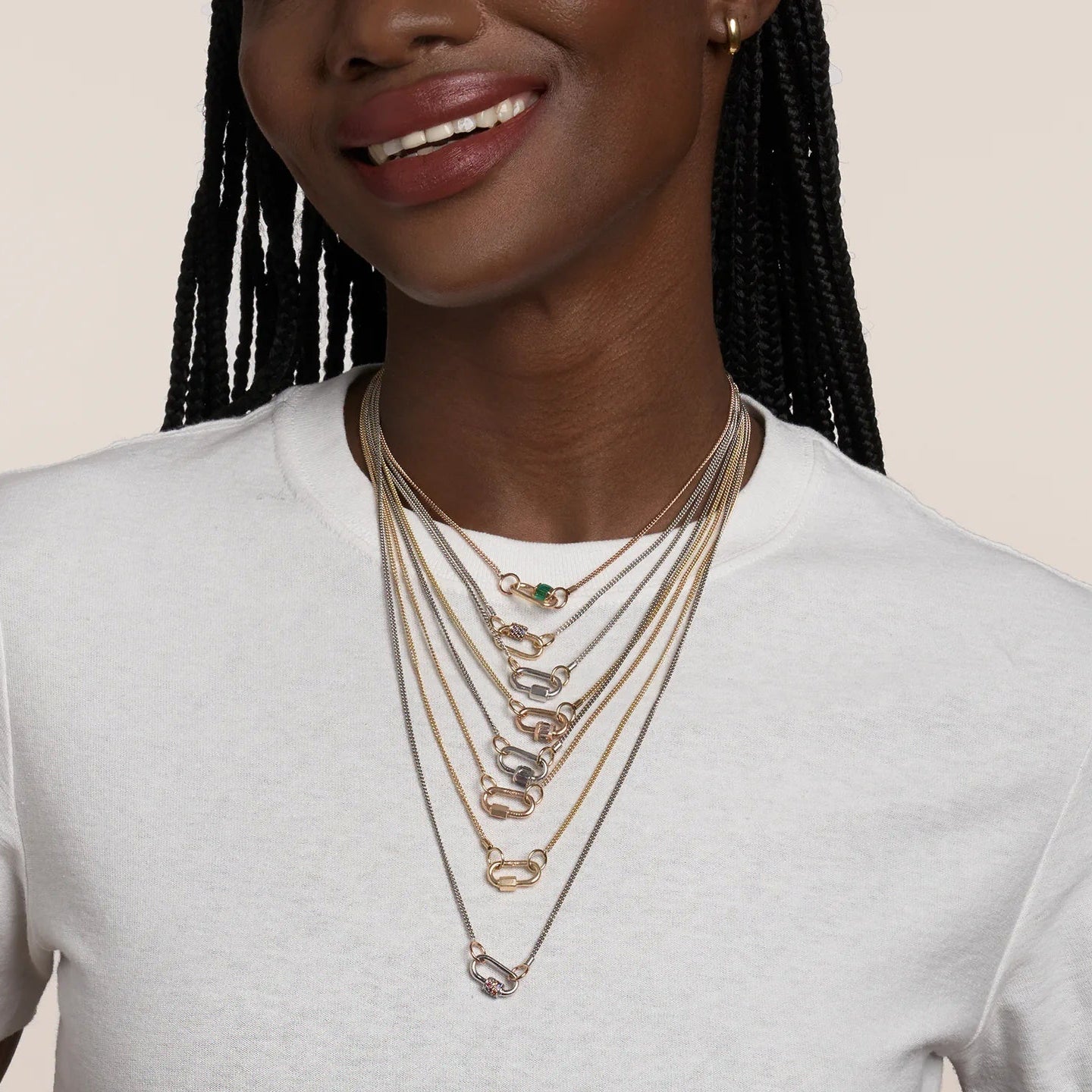 Marla Aaron Necklaces and Pendants Marla Aaron 14K Yellow Gold Blue Sapphire Stoned Babylock