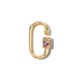 Marla Aaron Necklaces and Pendants Marla Aaron 14K Yellow Gold Mixed Sapphire Stoned Medium Lock
