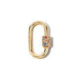 Marla Aaron Necklaces and Pendants Marla Aaron 14K Yellow Gold Mixed Sapphire Stoned Medium Lock