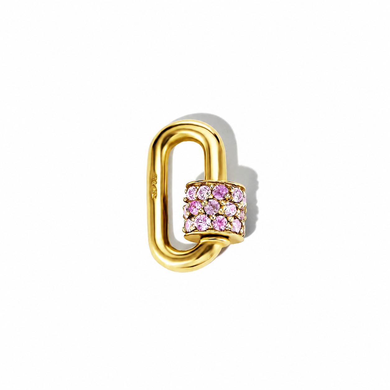 Marla Aaron Necklaces and Pendants Marla Aaron 14K Yellow Gold Pink Tourmaline Stoned Chubby Babylock - 1.25 ctw