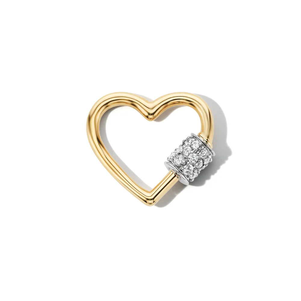 Marla Aaron Necklaces and Pendants Marla Aaron 14K Yellow & White Gold Diamond Stoned Heartlock