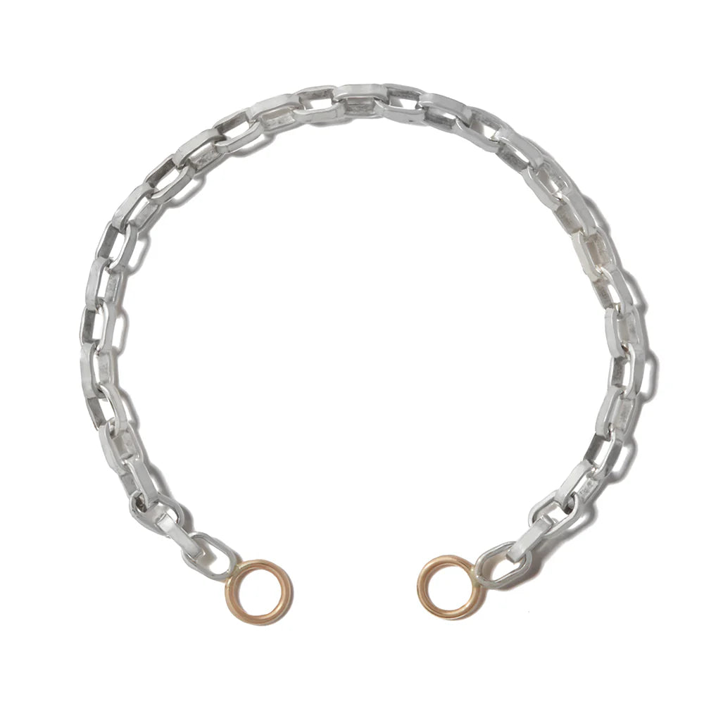Marla Aaron Sterling Silver and 14K Yellow Gold Biker Chain Bracelet, 6"