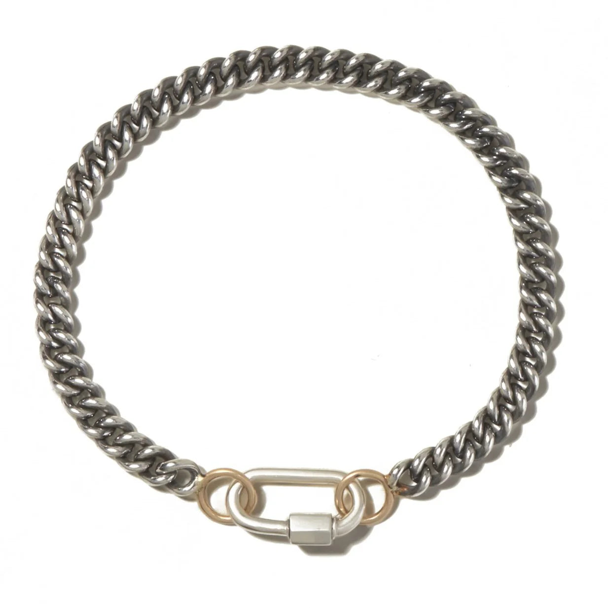 Marla Aaron Bracelet Marla Aaron Sterling Silver & 14K Yellow Gold Heavy Curb Chain Bracelet