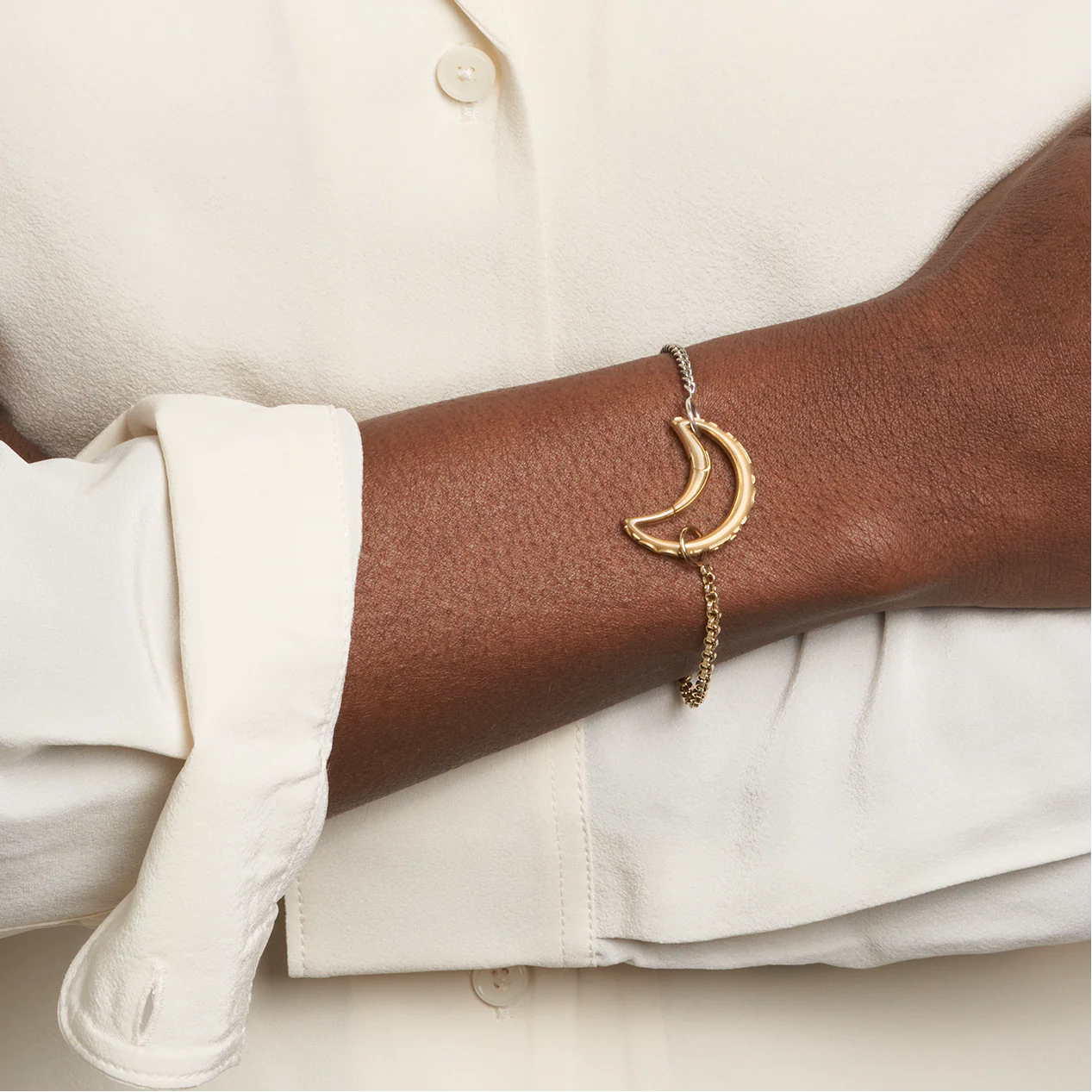 Marla Aaron Bracelet Marla Aaron Sterling Silver & 14K Yellow Gold Mixed Up Half & Half Chain Bracelet