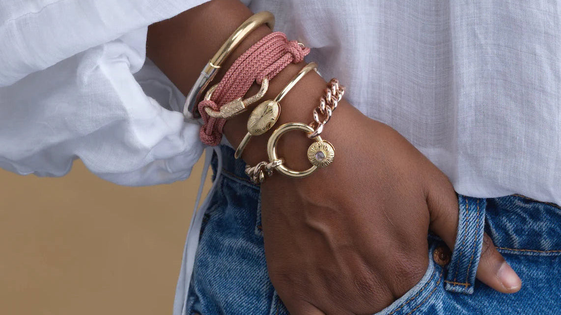 Marla Aaron Bracelet Marla Aaron Sterling Silver & Brass Hinged Cuffling Bracelet
