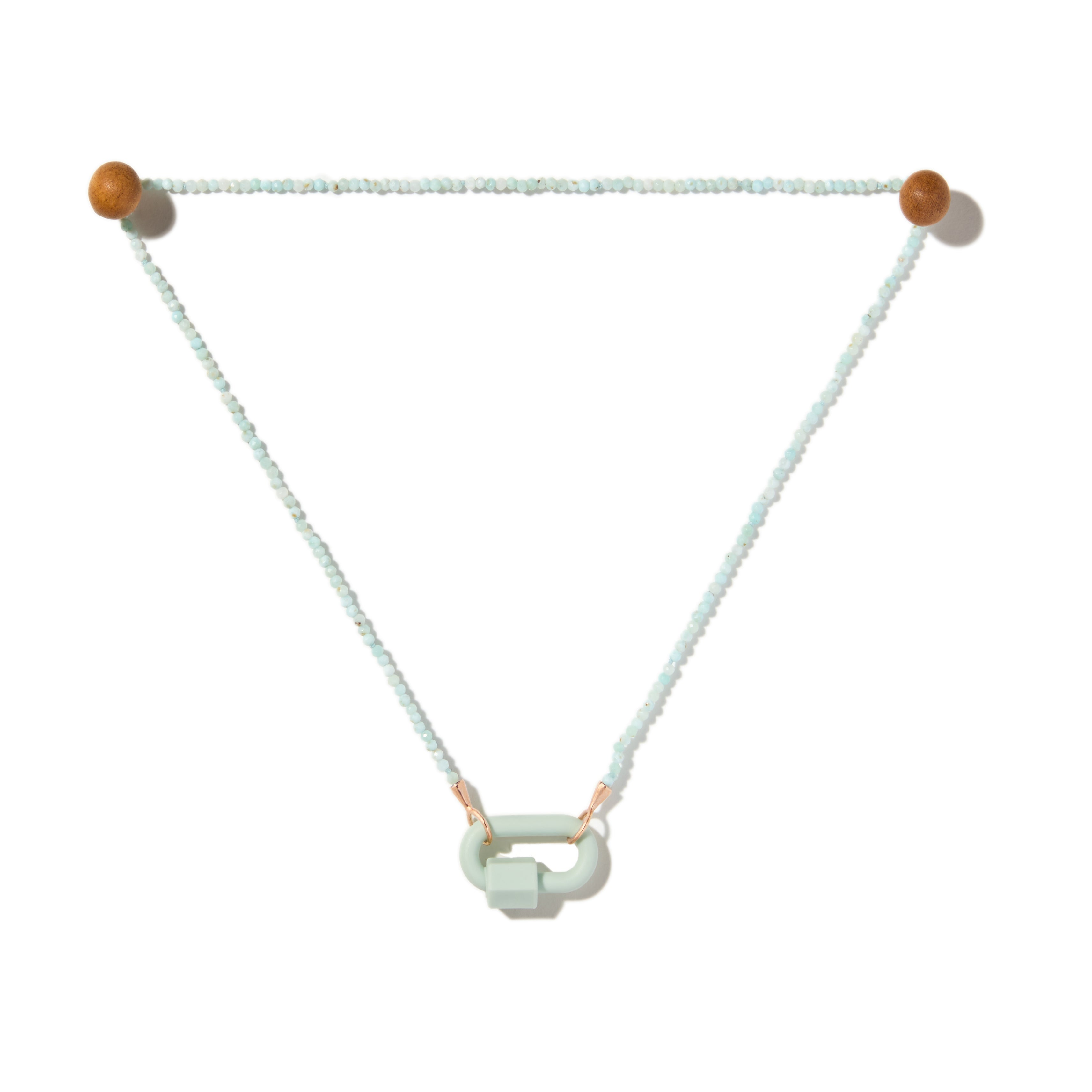 Marla Aaron Tone on Stone 10K Rose Gold Larimar Rubber Lock Necklace, 18"