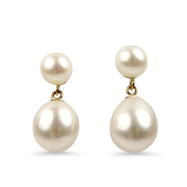 Mastoloni Earring Mastoloni 14k Yellow Gold "Snow Man" Pearl Dangle Earrings