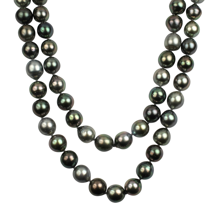 Mastoloni Necklaces and Pendants Mastoloni 18k White Gold Black Tahitian Pearl Strand Necklace 41.5"
