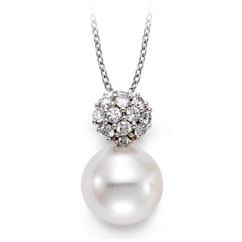 Mastoloni Necklaces and Pendants Mastoloni 18K White Gold Diamond & Cultured Pearl Drop Necklace