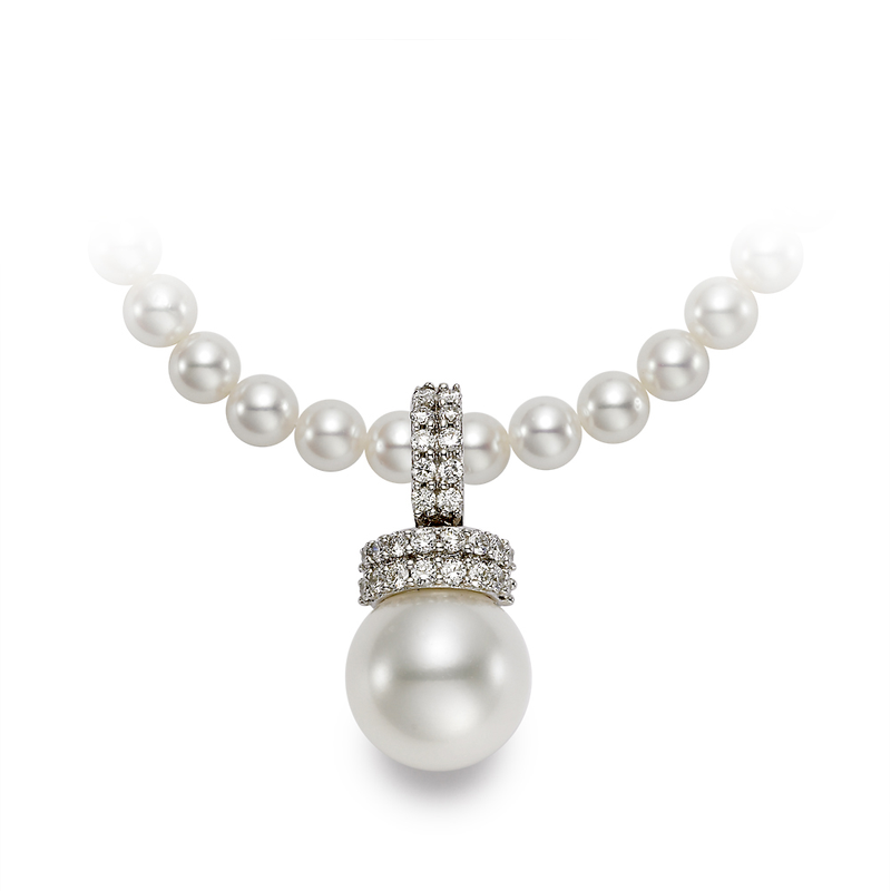 Mastoloni Necklaces and Pendants Mastoloni 18K White Gold Pearl & Diamond Heart Pendant Necklace