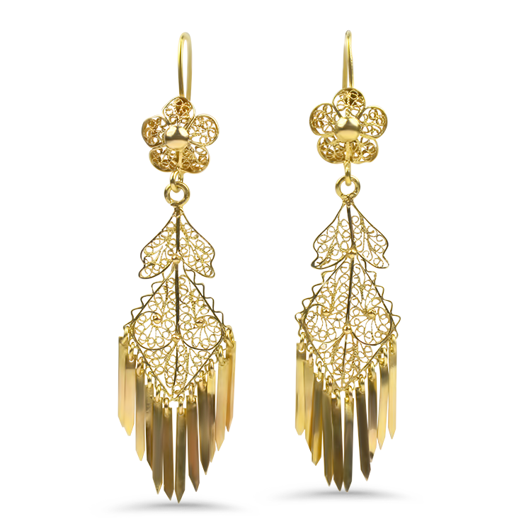 Michael Good Earring Estate 14k Yellow Gold Filigree Drop Earrings