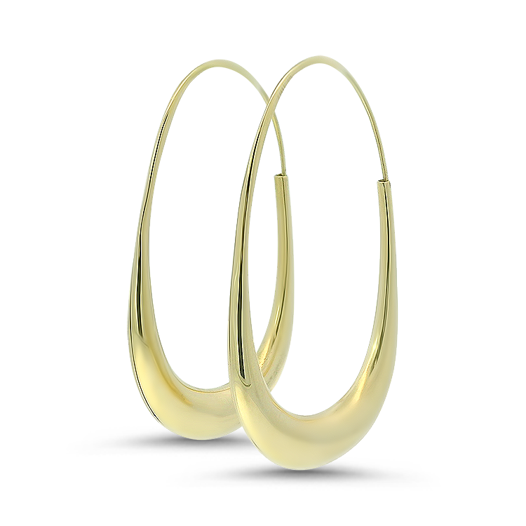 Michael Good Earrings Estate Michael Good 18k Yellow Gold Large Sculptural Oval Hoop Earrings