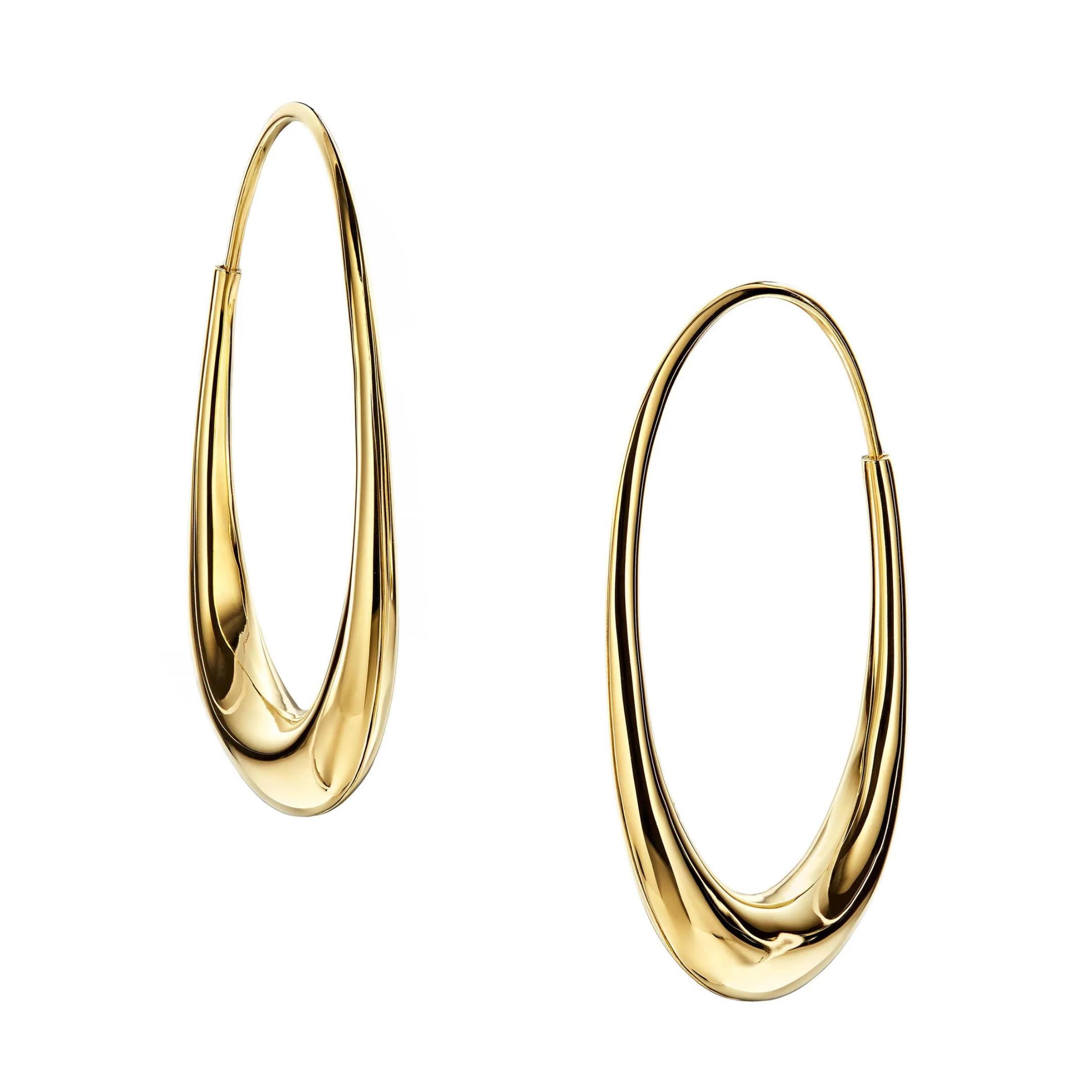 Michael Good Earring Michael Good Estate 18k Yellow Gold Oval Hoop Earrings - Small