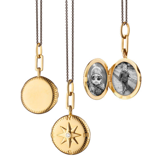 Monica Rich Kosann Necklaces and Pendants Monica Rich Kosann 18k Yellow Gold Adventure Compass 22" Locket