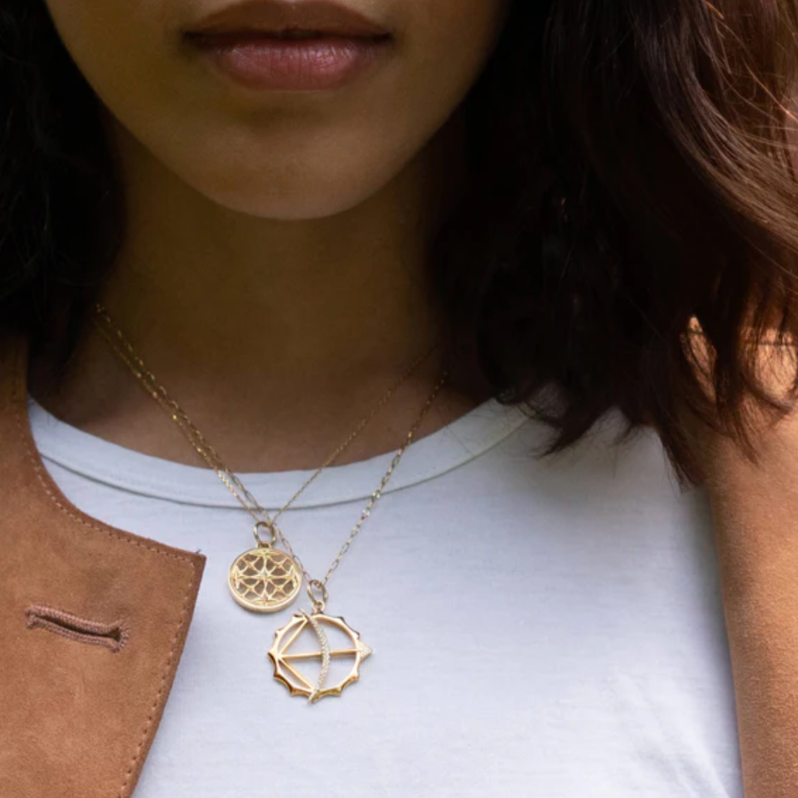 Monica Rich Kosann Necklaces and Pendants Monica Rich Kosann 18k Yellow Gold Apollo Charm Strength Diamond Necklace