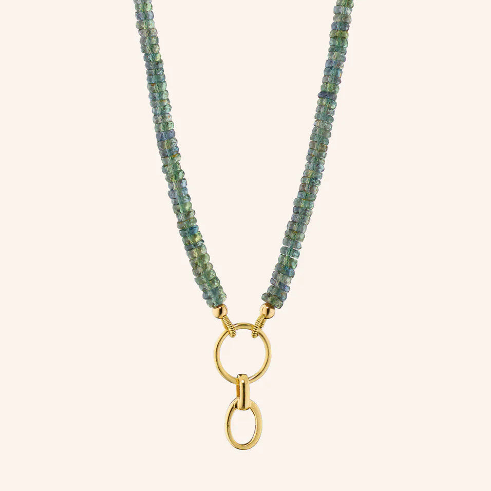 Monica Rich Kosann Necklaces and Pendants Monica Rich Kosann 18K Yellow Gold “Design Your Own” Green Sapphire Bead Charm Chain Necklace