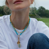 Monica Rich Kosann Necklaces and Pendants Monica Rich Kosann 18K Yellow Gold “Design Your Own” Turquoise Sapphire Bead Charm Chain Necklace