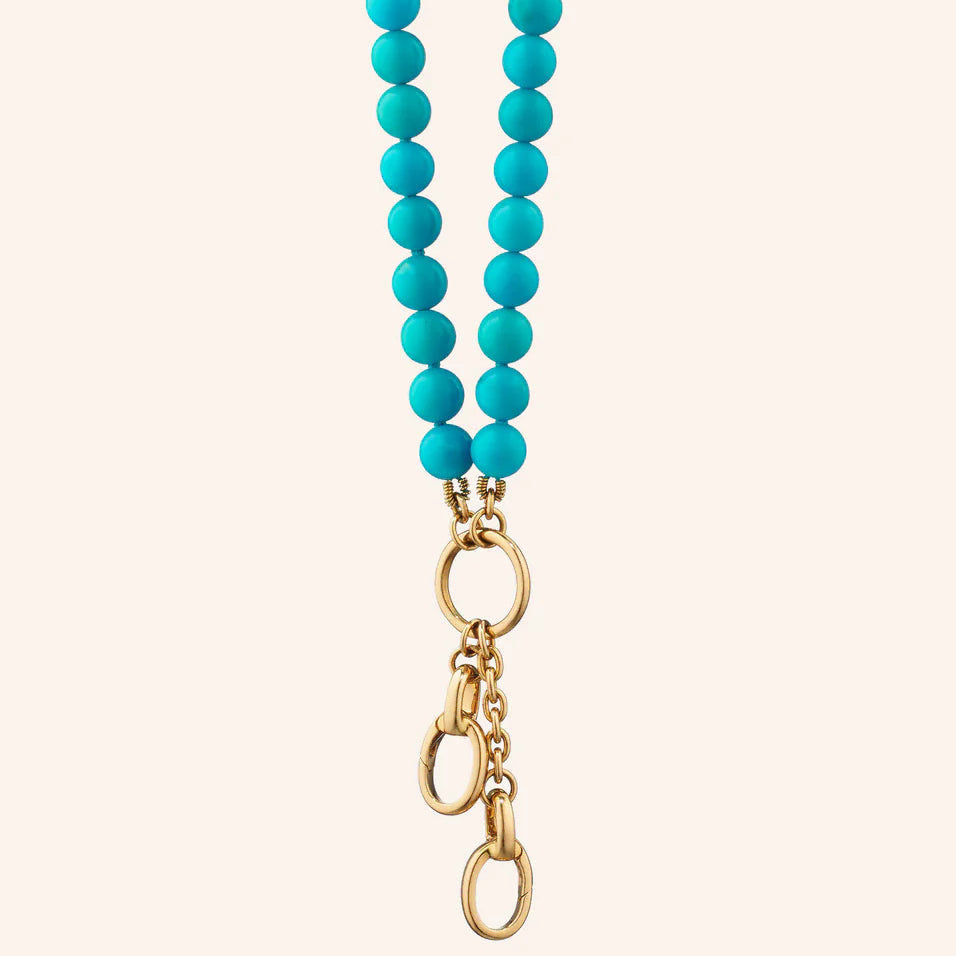 Monica Rich Kosann Necklaces and Pendants Monica Rich Kosann 18K Yellow Gold “Design Your Own” Turquoise Sapphire Bead Charm Chain Necklace