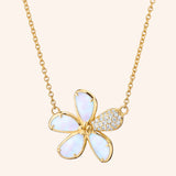 Monica Rich Kosann Necklaces and Pendants Monica Rich Kosann 18k Yellow Gold Diamond and Mother of Pearl Flower Necklace