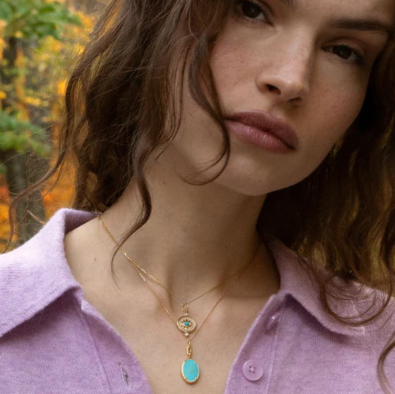 Monica Rich Kosann Necklaces and Pendants Monica Rich Kosann 18k Yellow Gold Elle Turquoise Locket