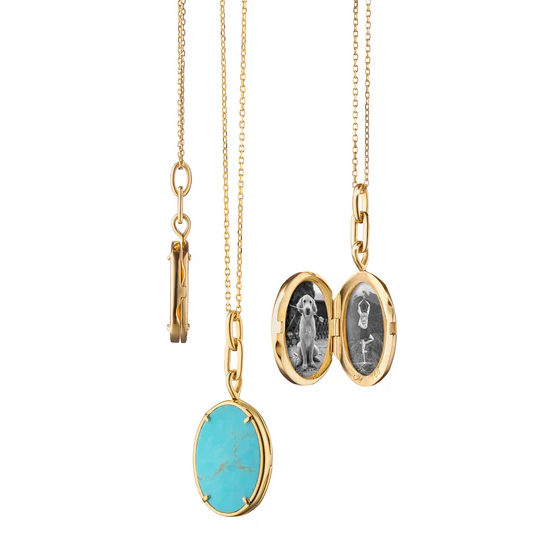 Monica Rich Kosann Necklaces and Pendants Monica Rich Kosann 18k Yellow Gold Elle Turquoise Locket