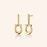 Monica Rich Kosann Earrings Monica Rich Kosann 18K Yellow Gold Horseshoe Earrings with Princess-Cut Diamonds
