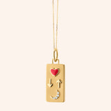 Monica Rich Kosann Charm Monica Rich Kosann 18k Yellow Gold “Love You to the Moon and Back” Red Enamel Heart & Diamond Moon Necklace