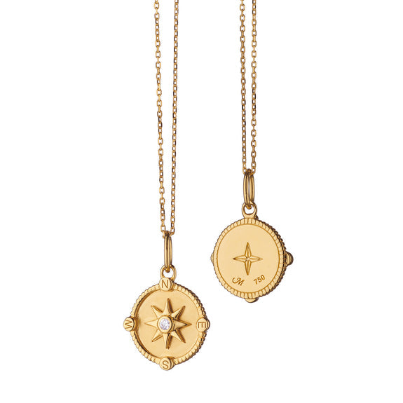 Monica Rich Kosann Necklaces and Pendants Monica Rich Kosann 18k Yellow Gold Mini Adventure Compass Pendant