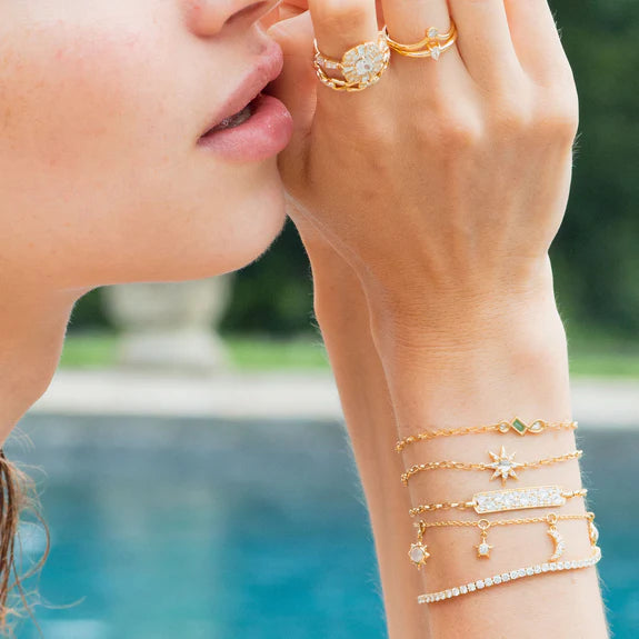 Monica Rich Kosann Bracelet Monica Rich Kosann 18k Yellow Gold Petite Diamond and Opal Star Bracelet