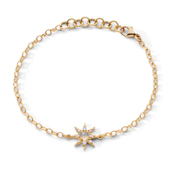 Monica Rich Kosann Bracelet Monica Rich Kosann 18k Yellow Gold Petite Diamond and Opal Star Bracelet