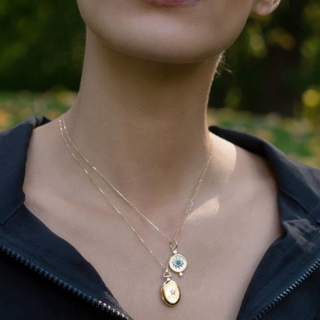 Monica Rich Kosann Necklaces and Pendants Monica Rich Kosann 18k Yellow Gold Petite Oval Diamond Star Locket