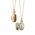 Monica Rich Kosann Necklaces and Pendants Monica Rich Kosann 18k Yellow Gold Petite Oval Diamond Star Locket