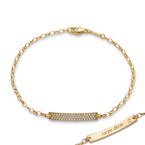 Monica Rich Kosann Bracelet Monica Rich Kosann 18k Yellow Gold Petite Poesy Carpe Diem Diamond Bracelet