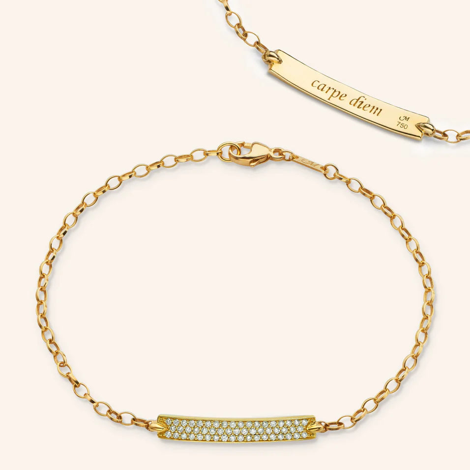 Monica Rich Kosann Bracelet Monica Rich Kosann 18k Yellow Gold Petite Poesy Carpe Diem Diamond Bracelet