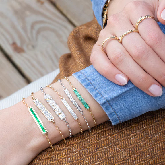 Monica Rich Kosann Bracelet Monica Rich Kosann 18k Yellow Gold Petite Poesy Carpe Diem Emerald Bracelet