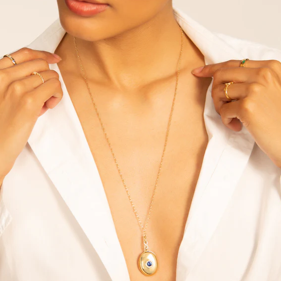 Monica Rich Kosann Necklaces and Pendants Monica Rich Kosann 18k Yellow Gold Sapphire Infinity Locket