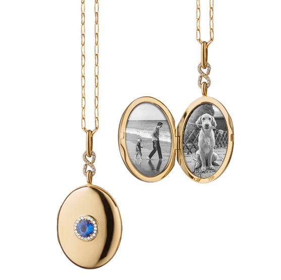 Monica Rich Kosann Necklaces and Pendants Monica Rich Kosann 18k Yellow Gold Sapphire Infinity Locket