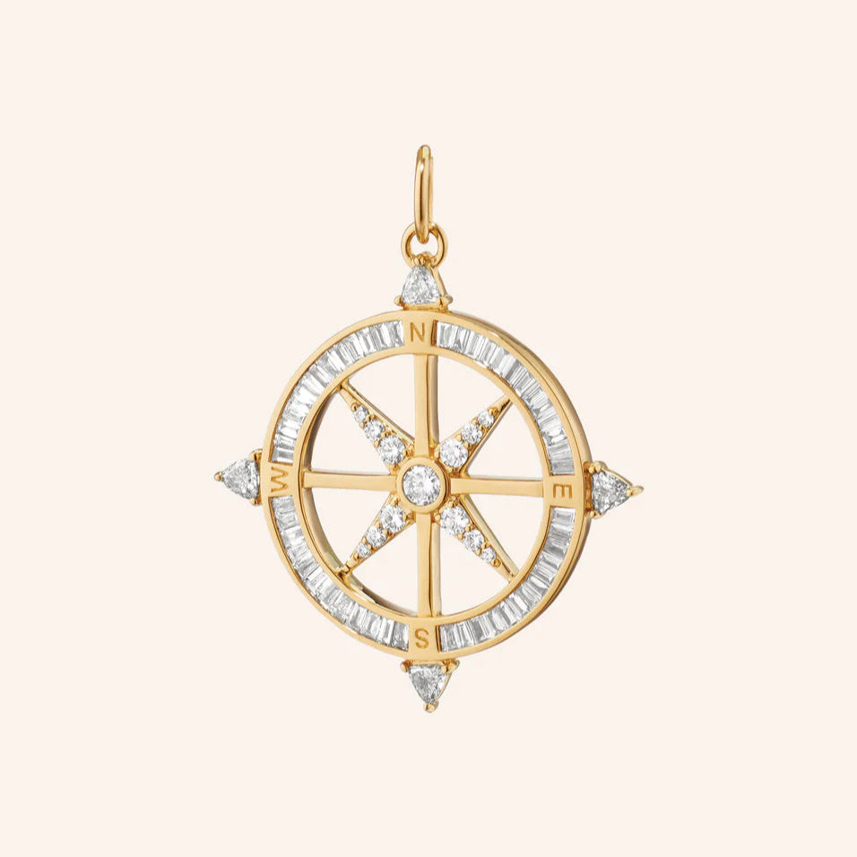 Monica Rich Kosann Necklaces and Pendants Monica Rich Kosann Adventure 18k Yellow Gold Diamond Compass Pendant
