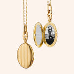 Monica Rich Kosann Lockets Monica Rich Kosann Eve 18K Yellow Gold Slim Pinstripe Locket Necklace