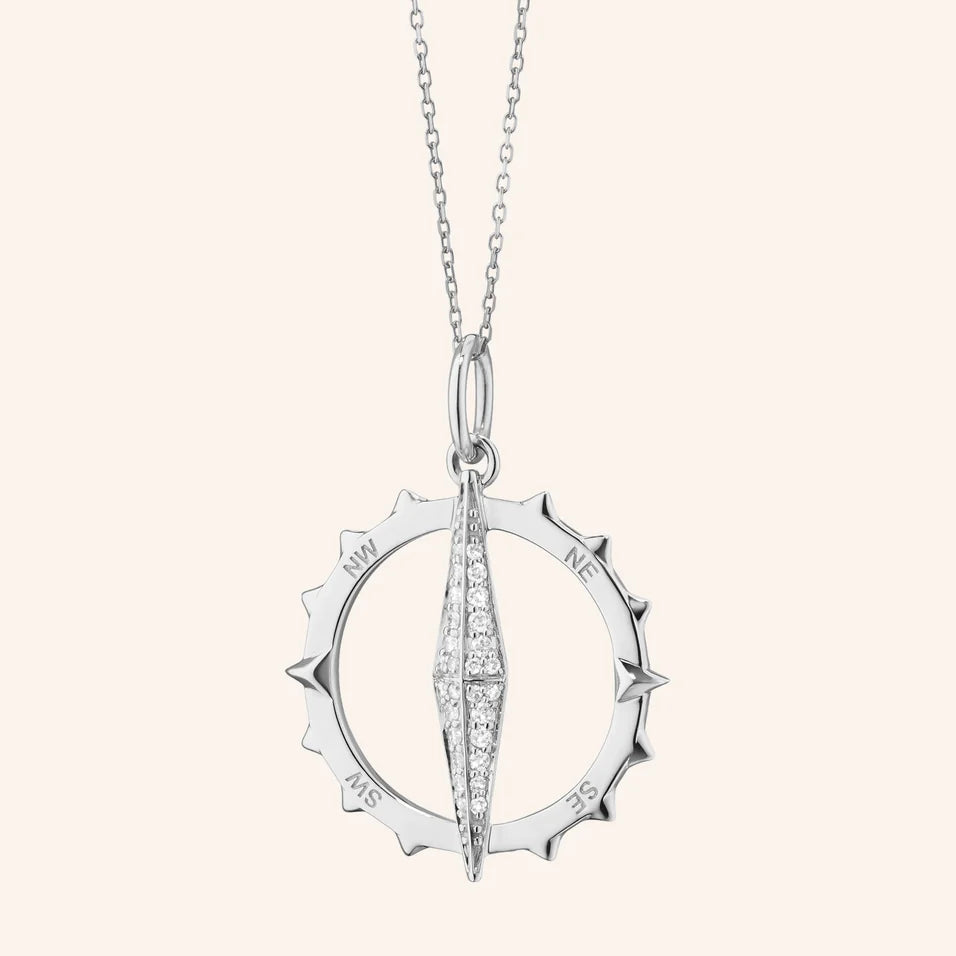 Monica Rich Kosann Necklaces and Pendants Monica Rich Kosann Large Points North Compass with Pavé White Sapphires