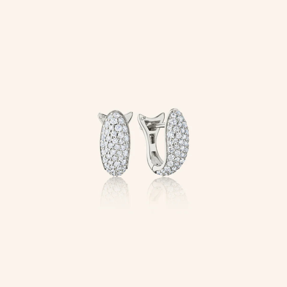 Monica Rich Kosann Earrings Monica Rich Kosann Perseverance Sterling Silver and White Sapphire Pavé Fish Huggie Earrings