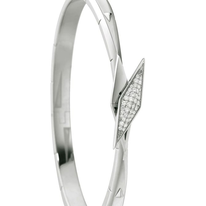 Monica Rich Kosann Bracelet Monica Rich Kosann Sterling Silver and White Sapphire Points North Bangle Bracelet
