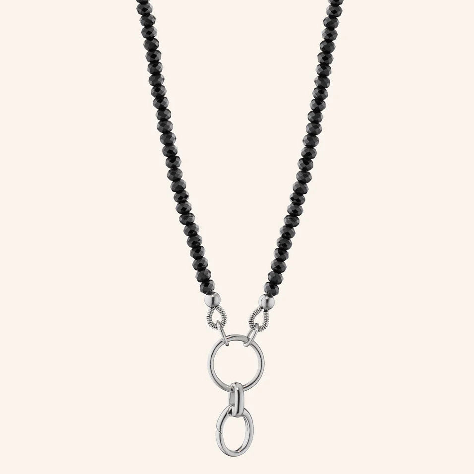 Monica Rich Kosann Necklaces and Pendants Monica Rich Kosann Sterling Silver “Design Your Own” Black Spinel Charm Chain Necklace – 18"
